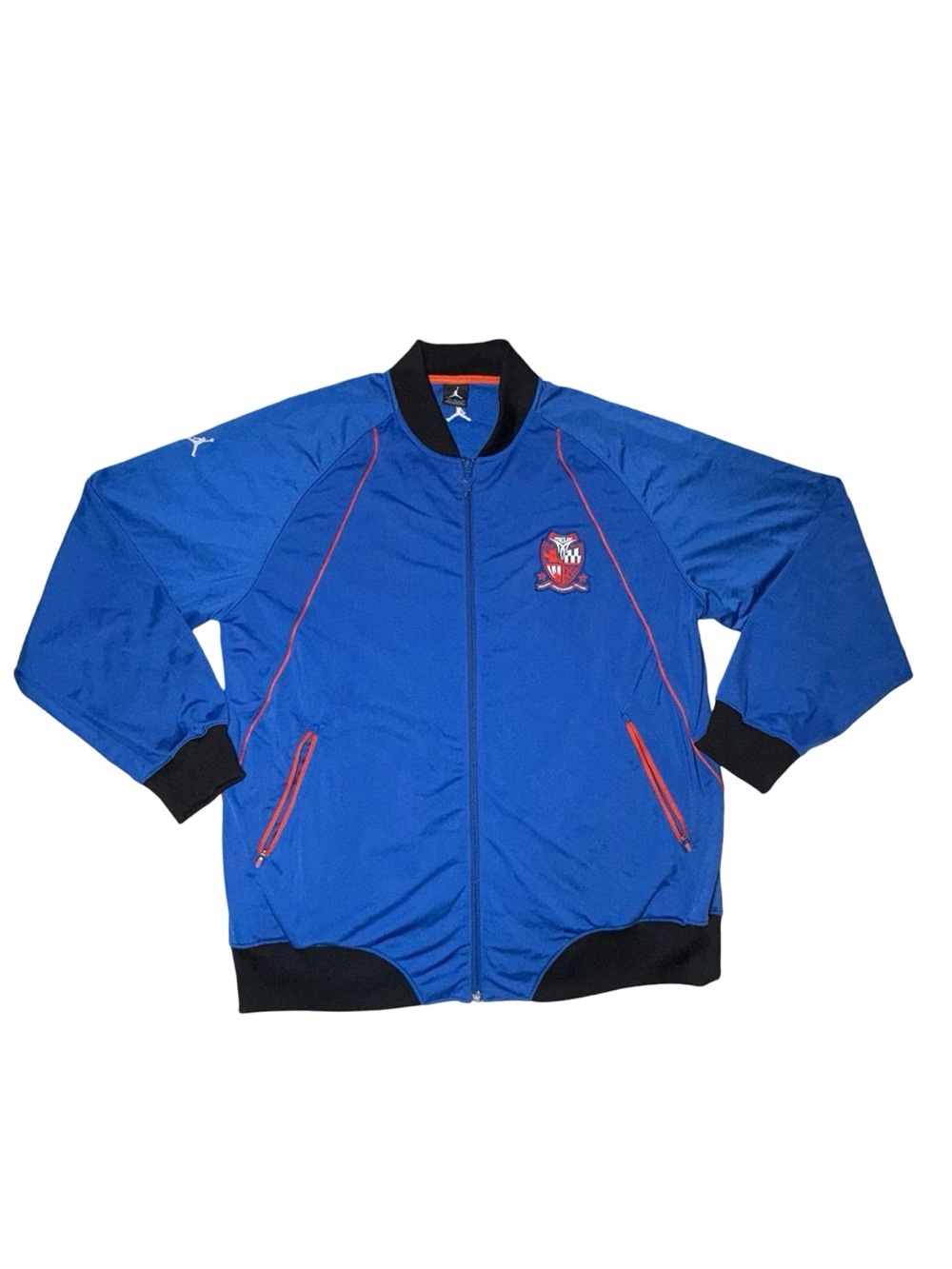 Jordan Blue Bomber Jacket with Black Trim and Red Accents